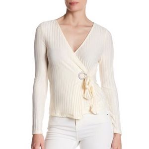 NWT TOPSHOP pleated Beige Cream Wrap Blouse
